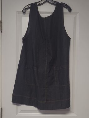 Classic Black Denim Pinafore Dress